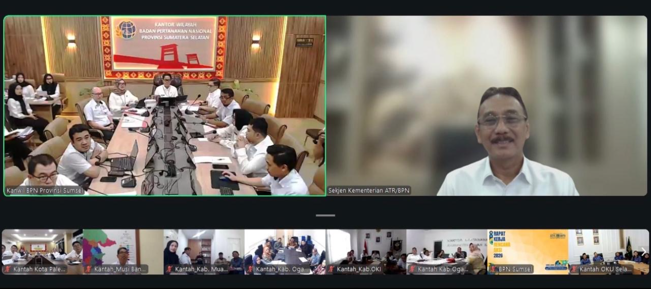 Sekjen ATR/BPN Tekankan Tiga Instrumen Kunci Kepemimpinan Saat Rakerda Kanwil BPN Sumsel