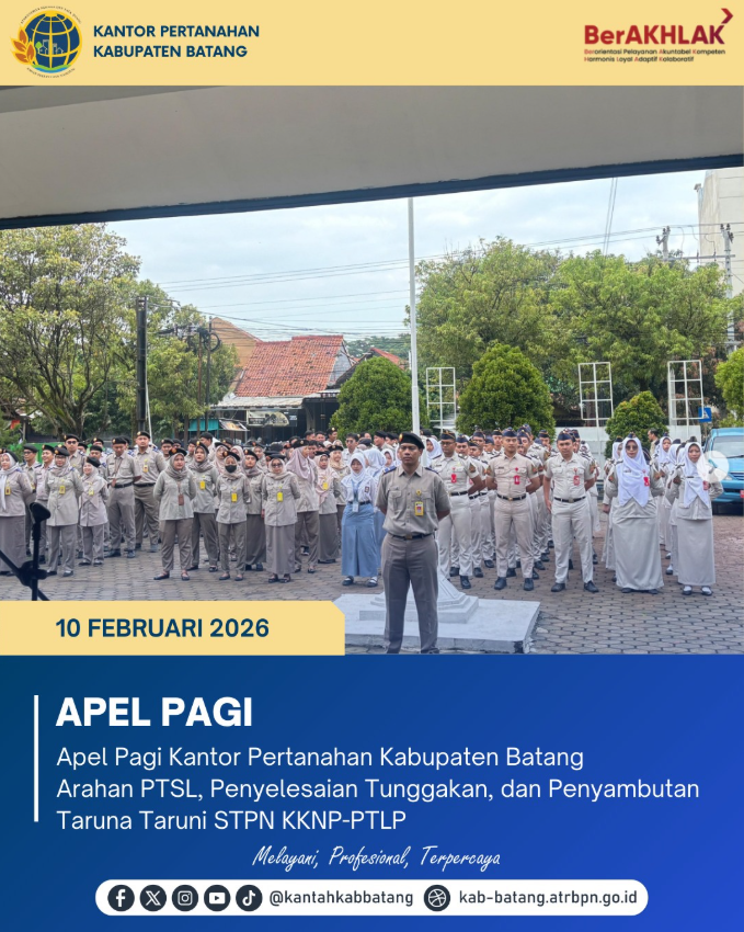 Perkuat Kedisiplinan dan Sinergi, Kepala Kantor Pertanahan Batang Tekankan Percepatan PTSL di Apel Pagi