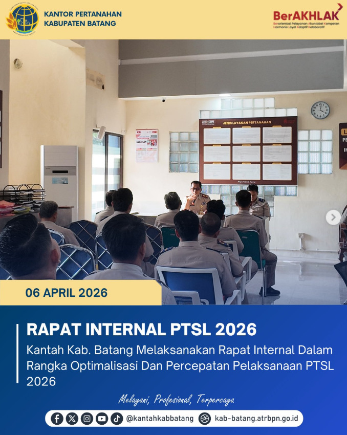 Kantor Pertanahan Kabupaten Batang Gelar Rapat Internal Percepatan Pelaksanaan PTSL 2026