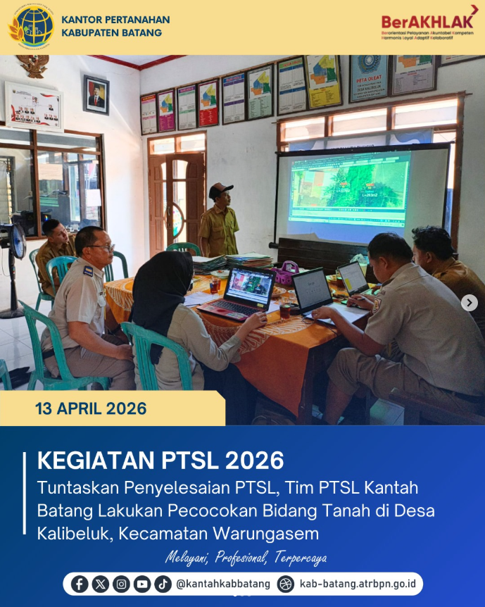 Tim PTSL Kantah Batang Lakukan Pencocokan Bidang Tanah di Desa Kalibeluk